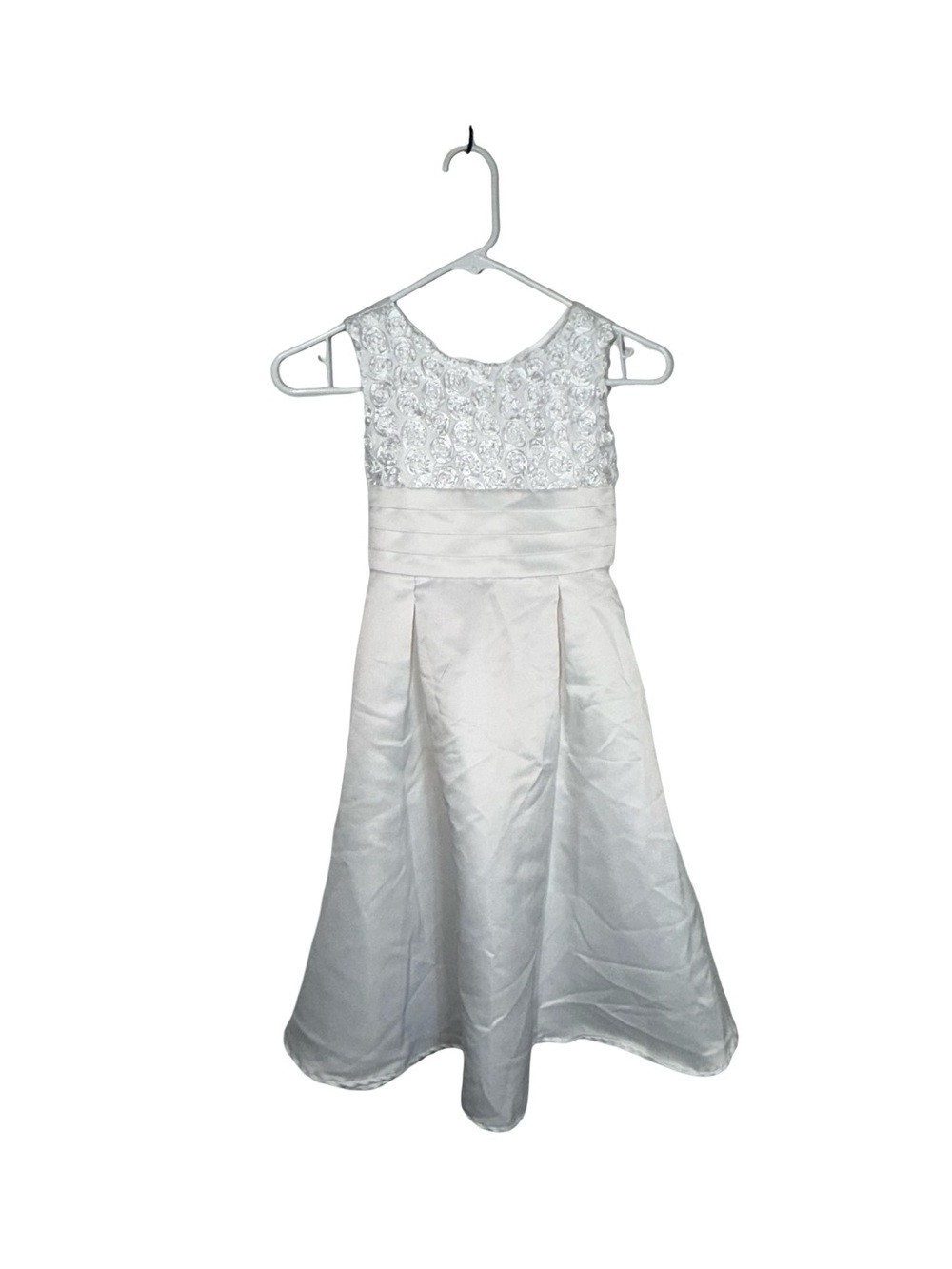 Jayne Copeland White Lace Bodice Satin A-Line Flower Girl Dress